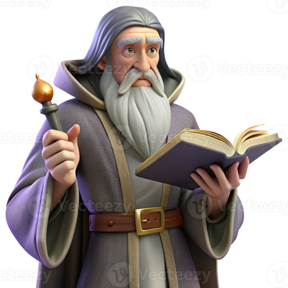 impressive minimalist A wise old wizard with a long, flowing white beard and intricate robes, casting a spell from an ancient tome. Moody, atmospheric lighting. Renaissance painting style detailed png