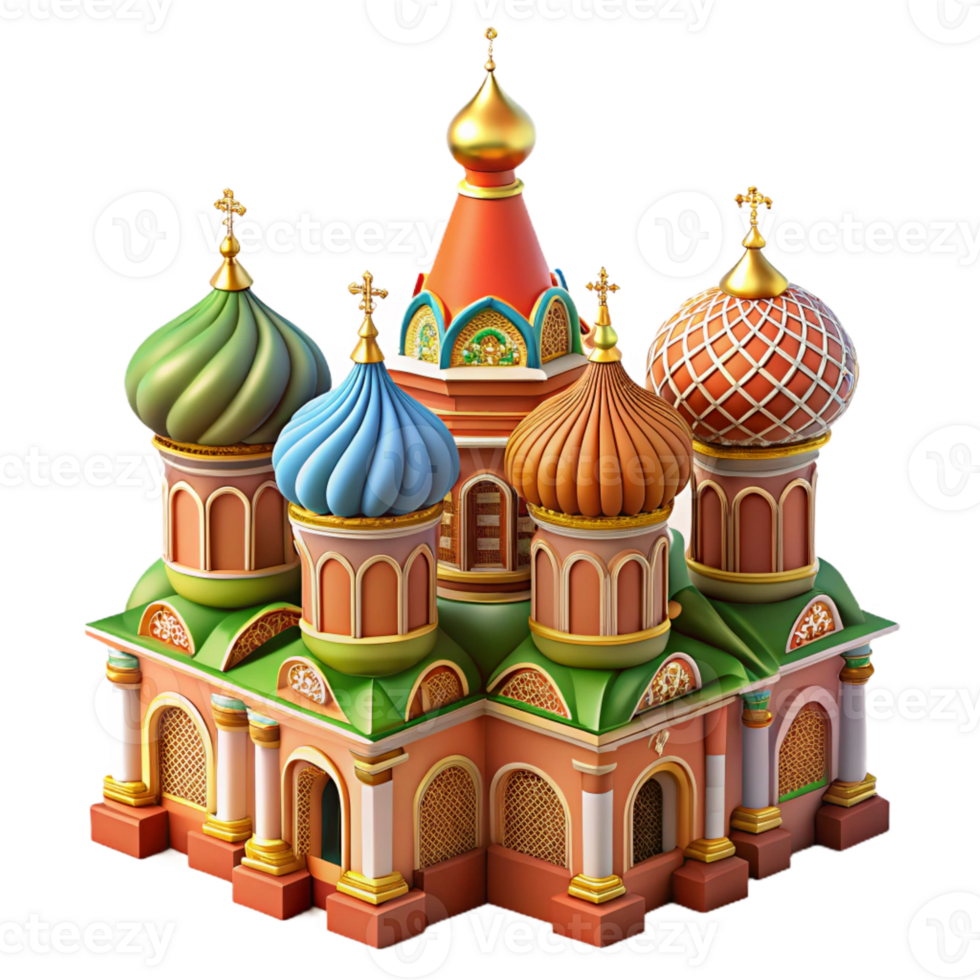 stunning vintage Russian Revival church, colorful onion domes, intricate ornamentation, soft daylight, highly detailed, Russian Revival style high resolution png