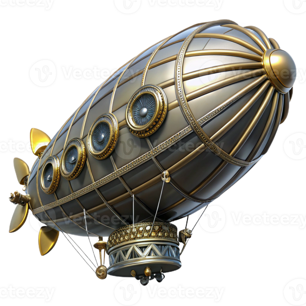 wonderful creative A steampunk zeppelin, intricate design, propellers spinning, searchlight beam cutting through the darkness highly detailed, cinematic authentic png
