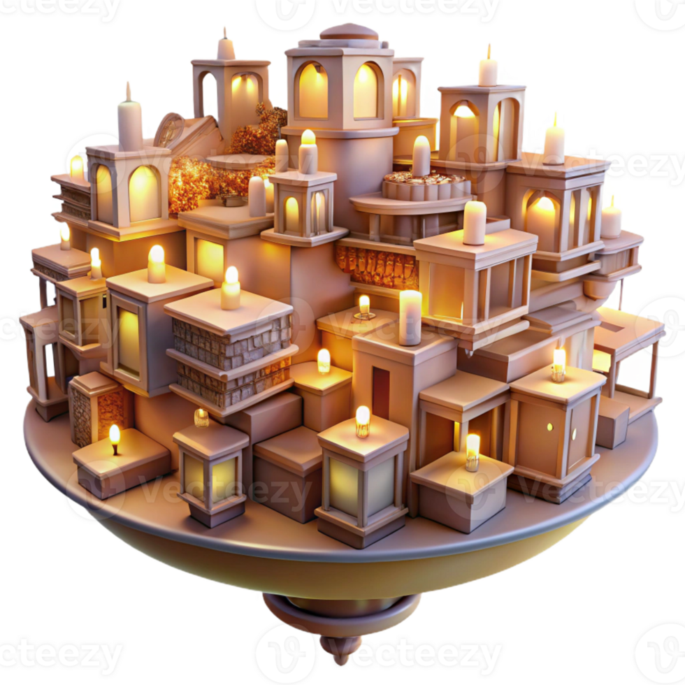 magnificent traditional A floating city made of interconnected bookshelves, illuminated by the warm glow of countless candles and lamps. Fantasy art style exclusive png