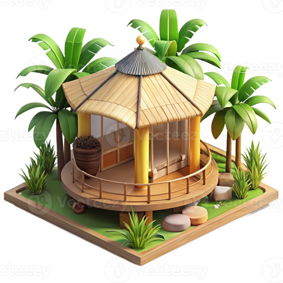 extraordinary traditional Bamboo house, sustainable architecture, tropical setting, open-air design, eco-friendly style high resolution png