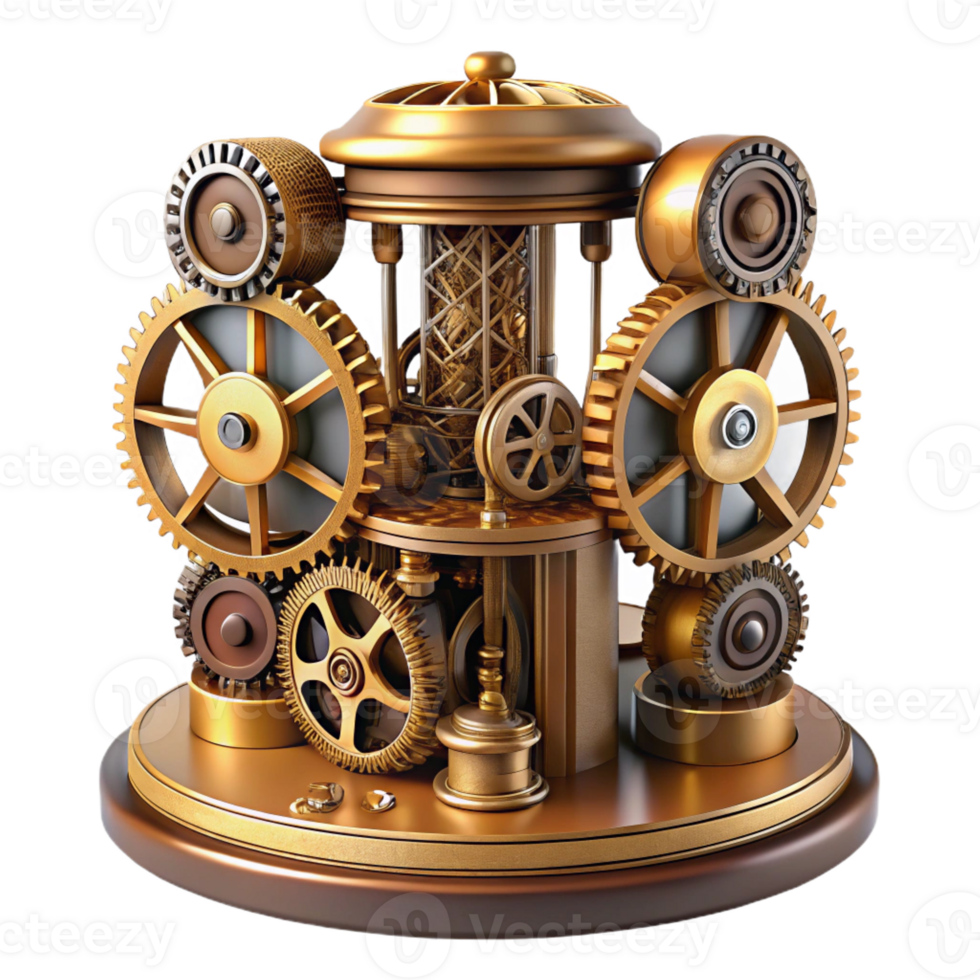 impressive artistic An intricate clockwork tower with gears and moving parts, steampunk art style premium png