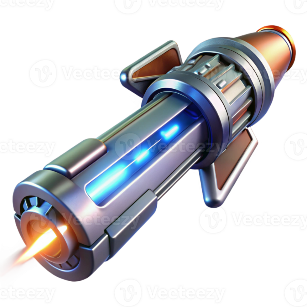 A futuristic weapon, sleek and metallic, emitting a beam of pure energy, illuminated by the bright, intense light of the energy discharge. Sci-fi style, concept art png