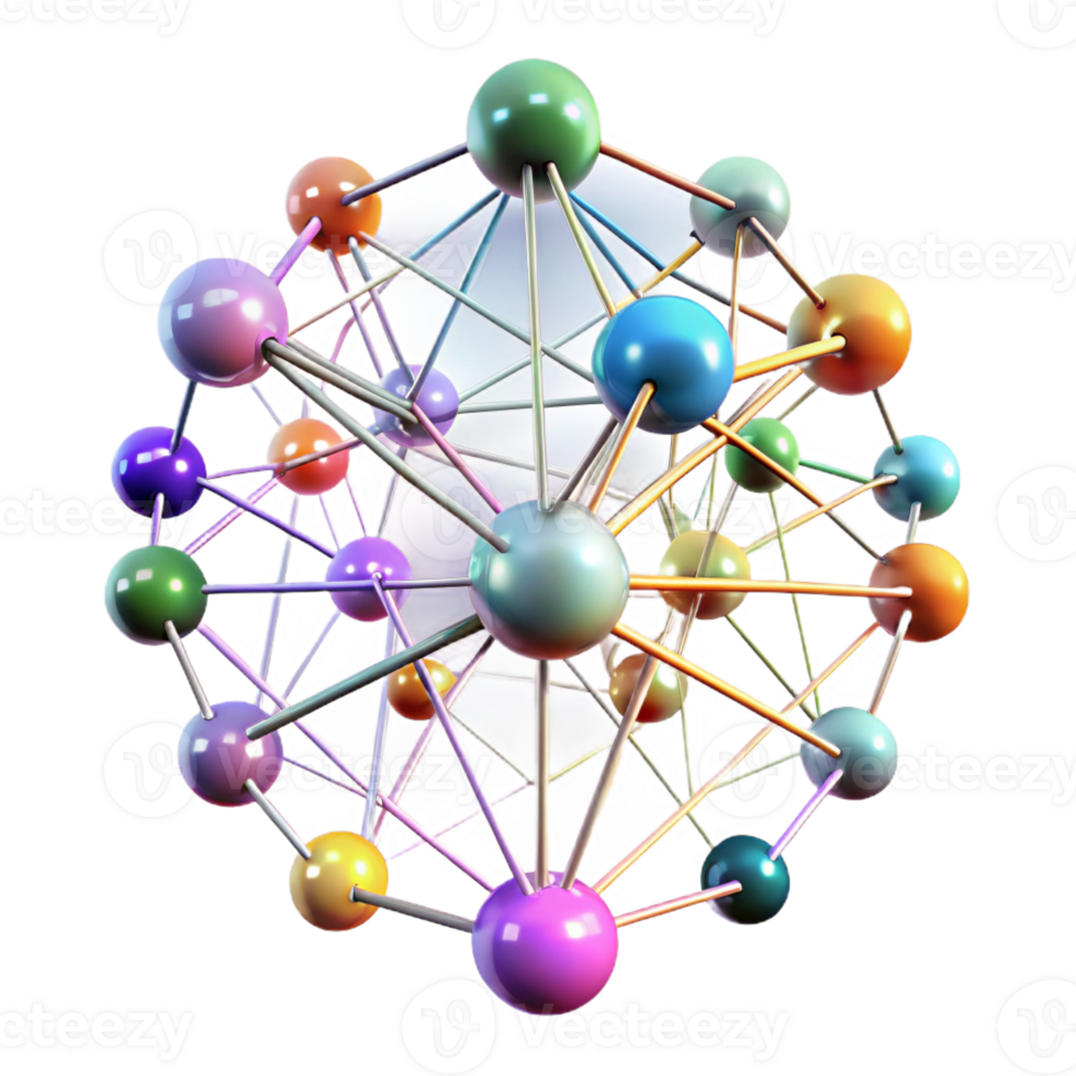 A complex network of interconnected nodes and data streams, forming a dynamic, evolving web, illuminated by pulsing, multi-colored lights. Data visualization, abstract art png