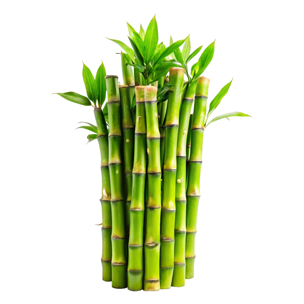 Vibrant Green Bamboo Stalks with Lush Leaves Against a Soft Background png