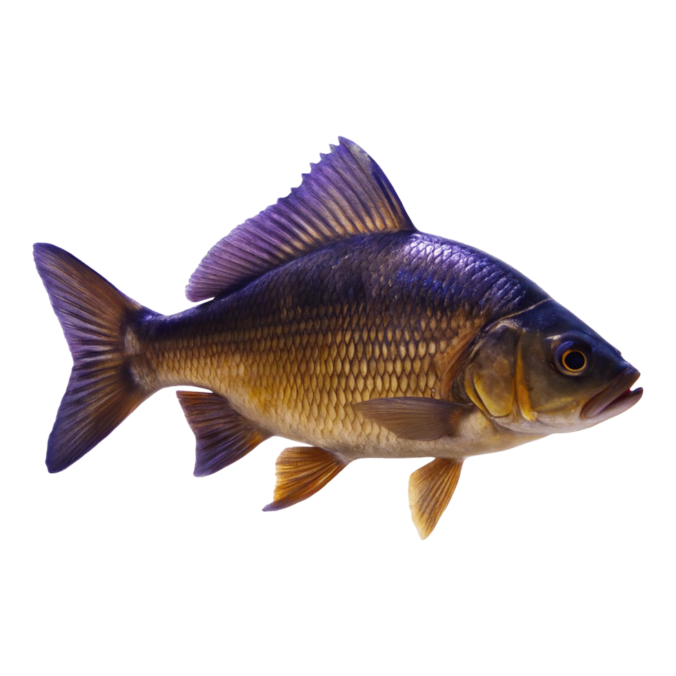 Closeup of a freshwater fish, likely a type of roach or similar species, showing detailed scales and fins, set against a plain background png
