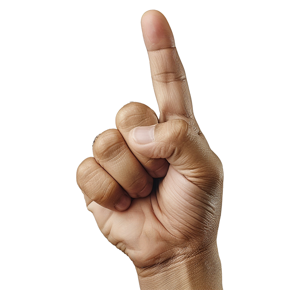 Hand Gesture Pointing Up Number One png
