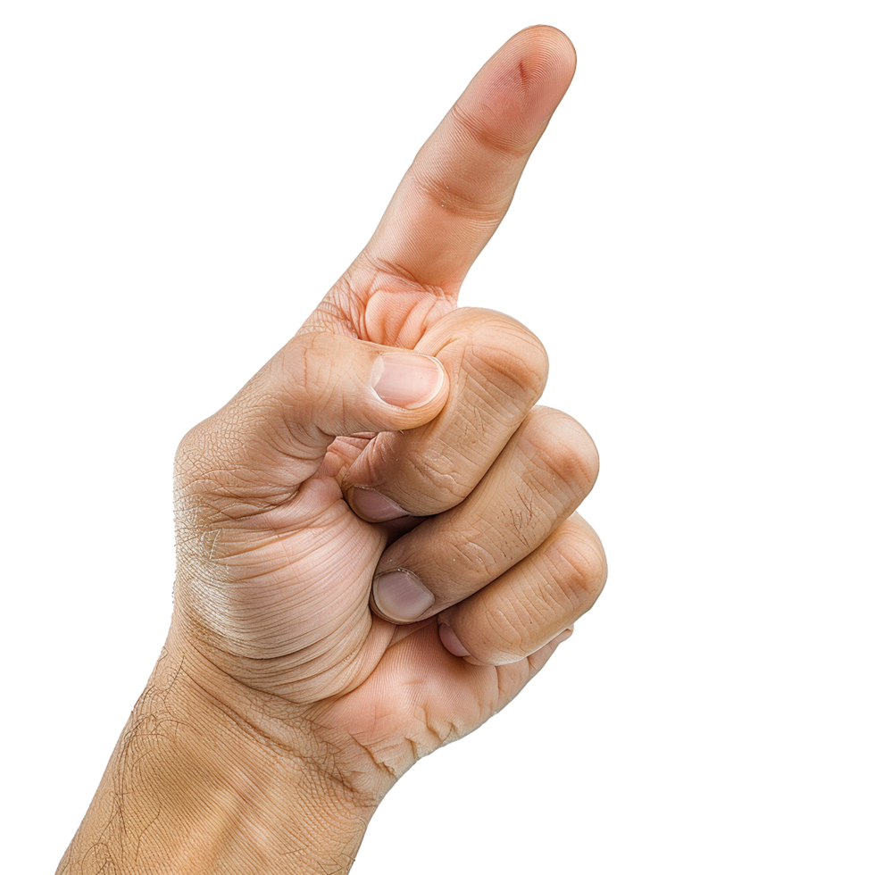 Hand gesturing pointing index finger up direction guide instruction png