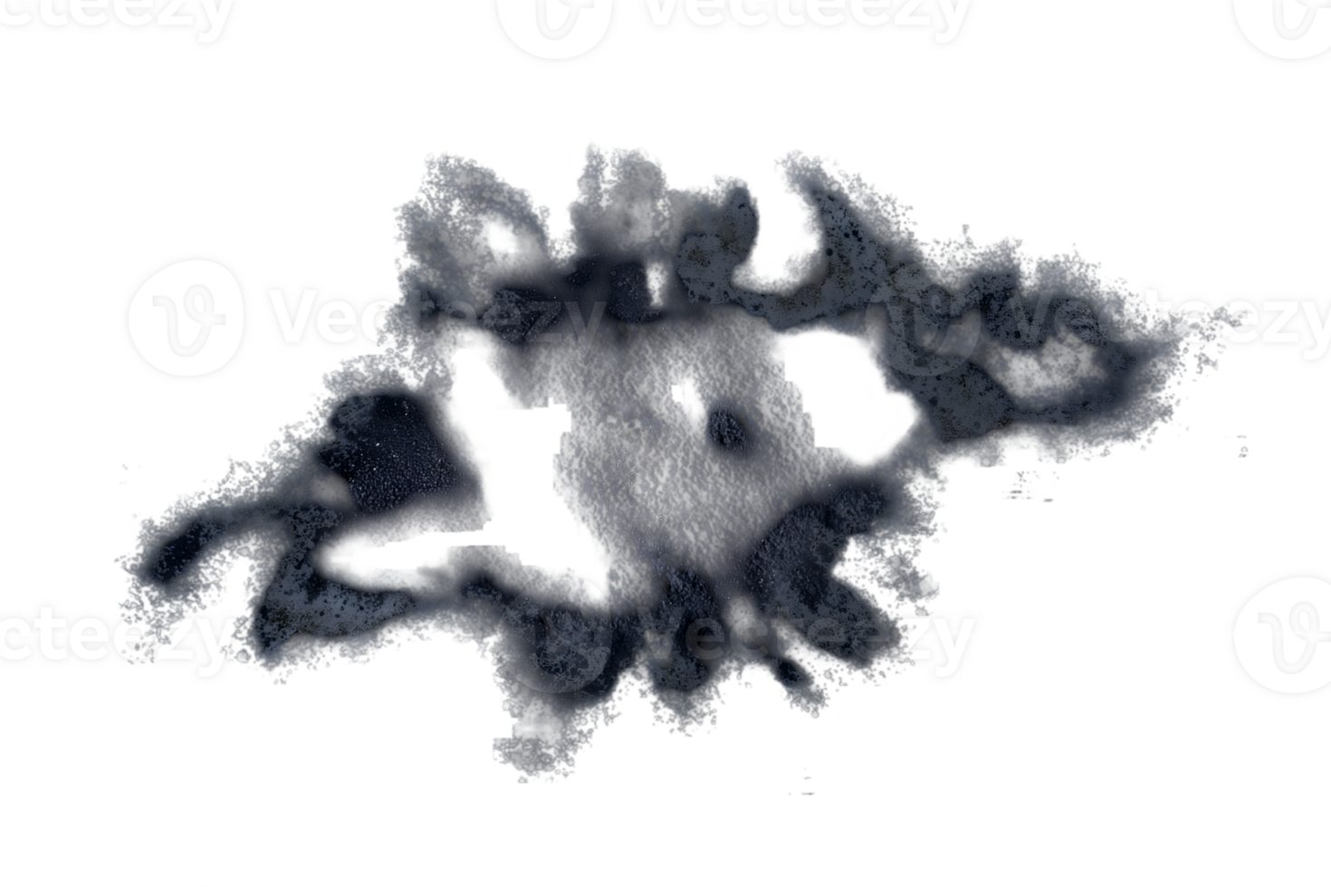 Abstract Black Ink Blot Splatter on Transparent Background with Textural Details for Creative Graphic Designs png