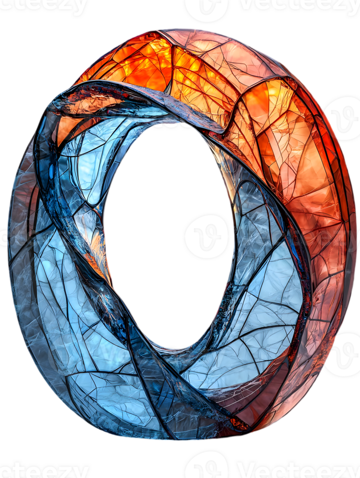 Abstract Geometric Torus with Orange and Blue Mosaic Pattern in Three Dimensions Rendering Against a Transparent Backdrop png