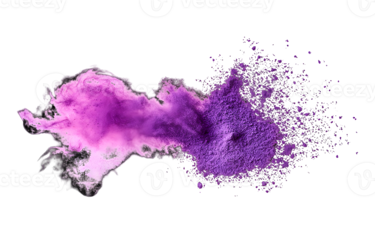 Abstract Purple Powder Explosion on Black Backdrop Creates a Dramatic Visual Effect png