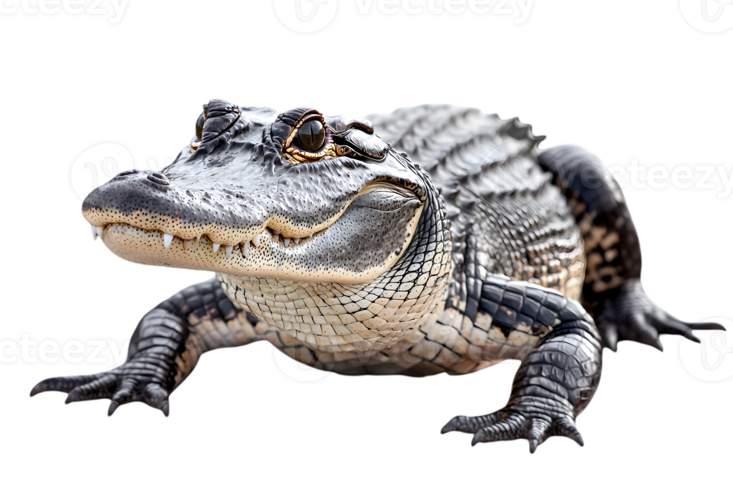 American Alligator Portrait with Detailed Scales and Sharp Teeth Isolated on a Transparent Background Reptilian Predator in Natural Colors png