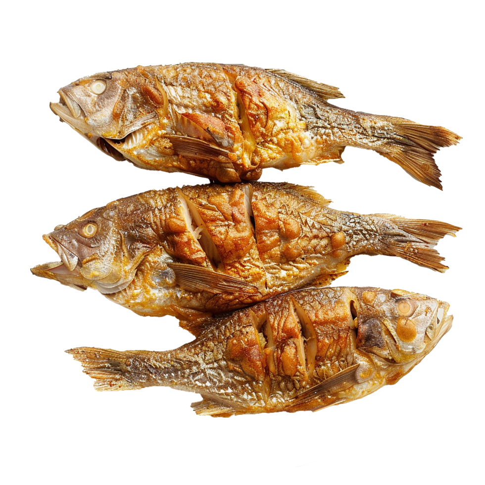 Three Fried Fish Delicious Golden Brown Food png