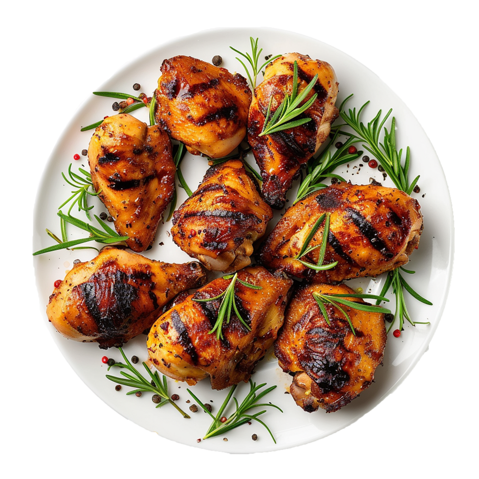 Grilled chicken breasts rosemary garnish delicious meal png