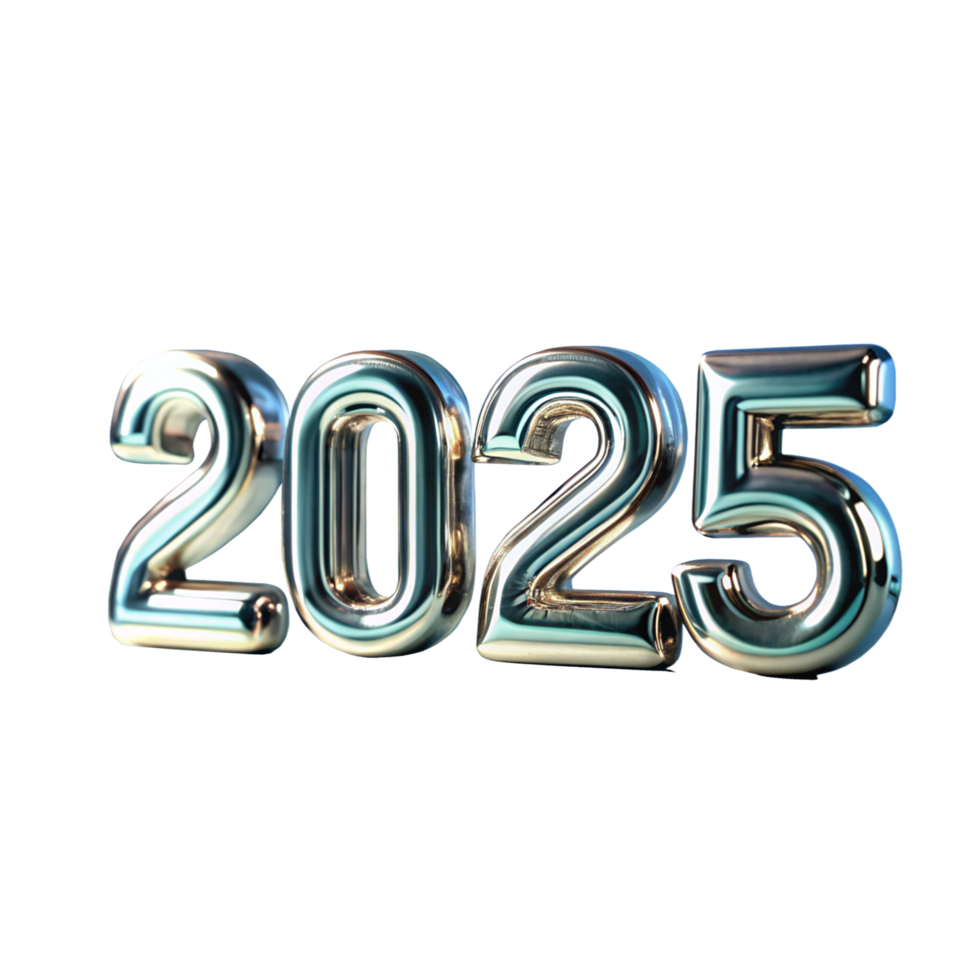 Shiny Chrome 2025 New Year's Eve Celebration Digital Render png