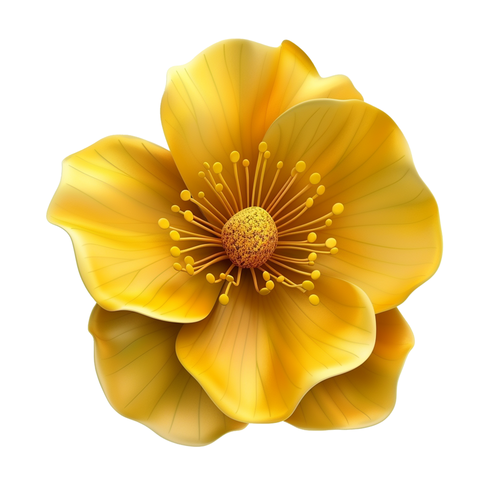 Golden Flower Blossom, Luxurious Floral Design, Elegant Yellow Petals, Vibrant Bloom, Detailed Illustration, Artistic Rendering, Nature Inspired Art, Smooth Texture, Realistic Flower, Close Up View png