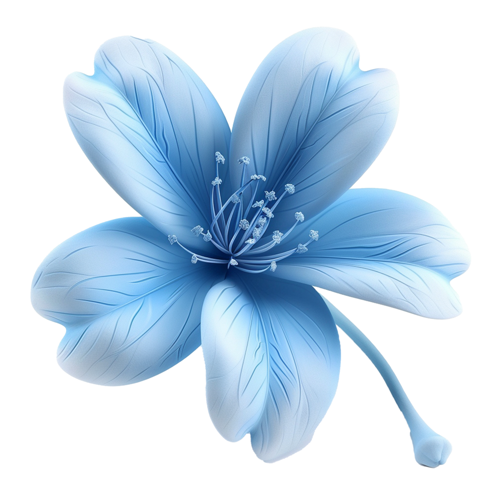 Stunning Light Blue Flower with Delicate Petals and Veins png