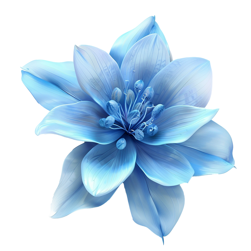 Stunning Light Blue Flower Blossom with Delicate Petals and Artistic Design png