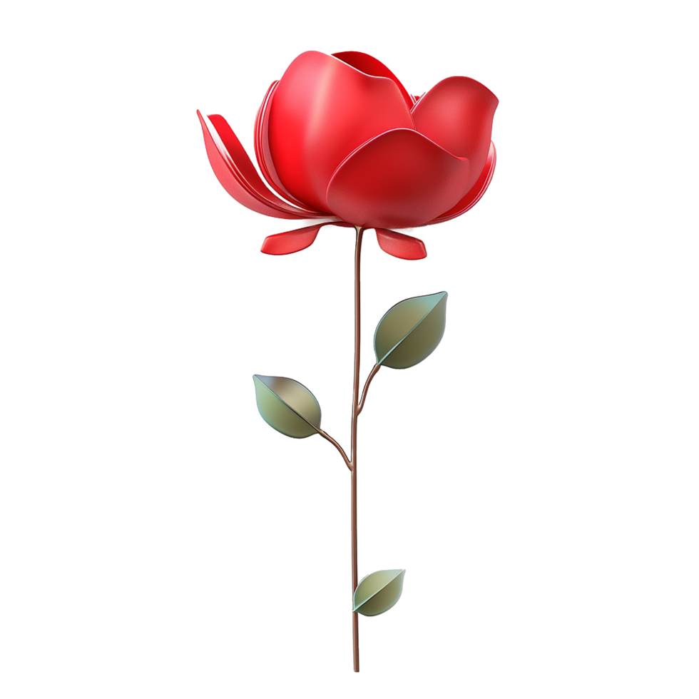 Stunning Red Flower with Unique 3D Design and Elegant Minimalist Style png