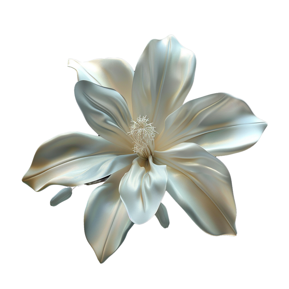 Elegant Creamy White Magnolia Bloom on Dark Background, Luxurious 3D Rendered Floral Art png