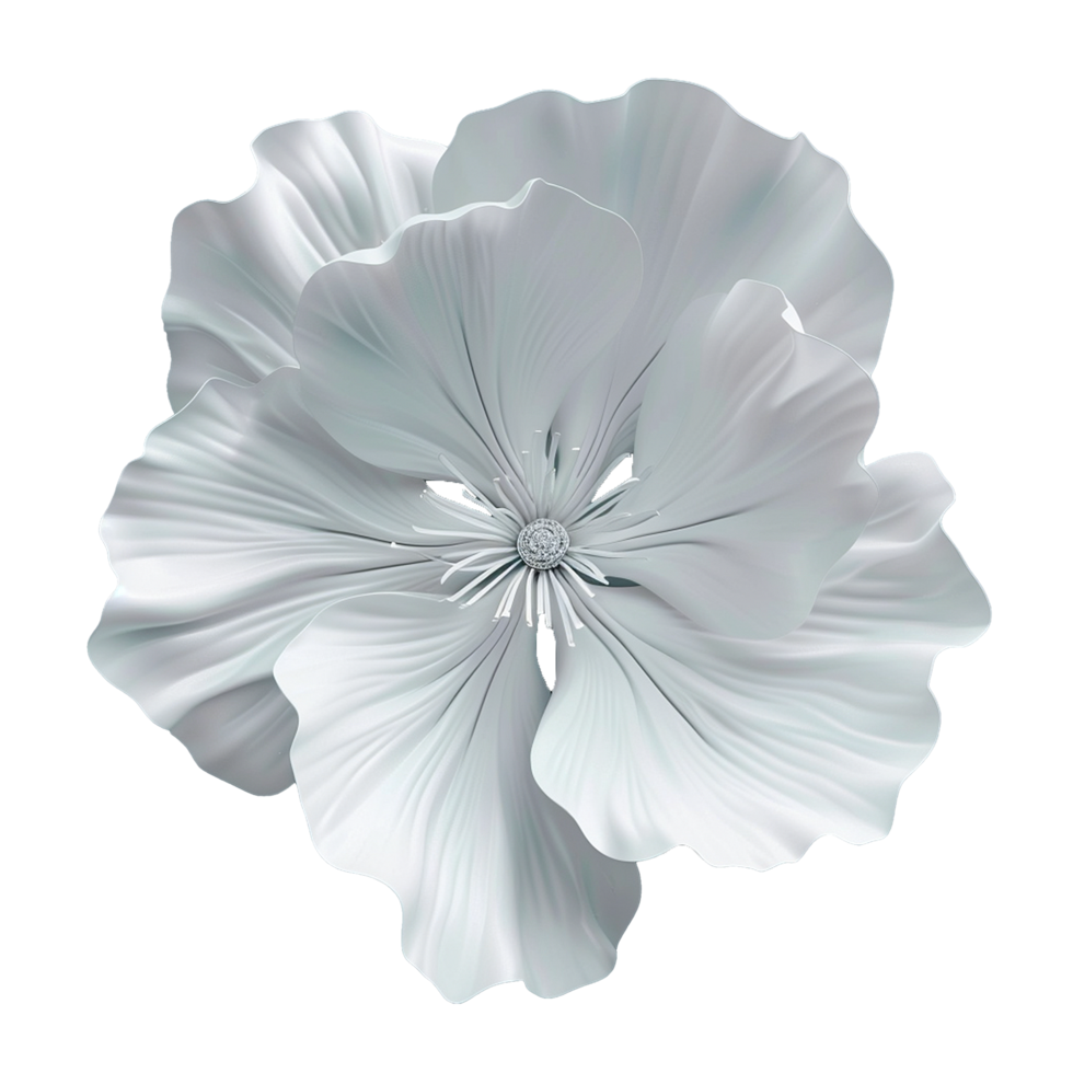 Elegant White Flower with Delicate Petals and a Sparkling Center png