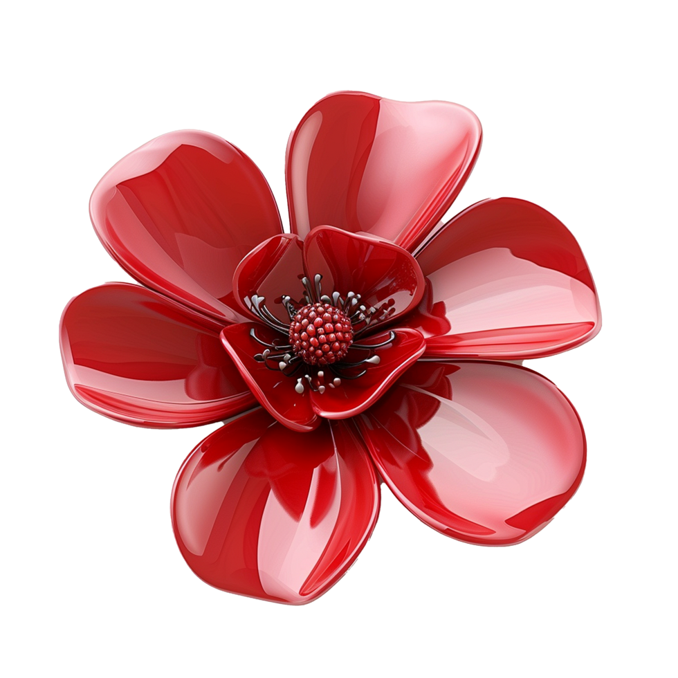 Glossy Red Flower 3D Render High Resolution Image Amazing Design Beautiful Bloom png
