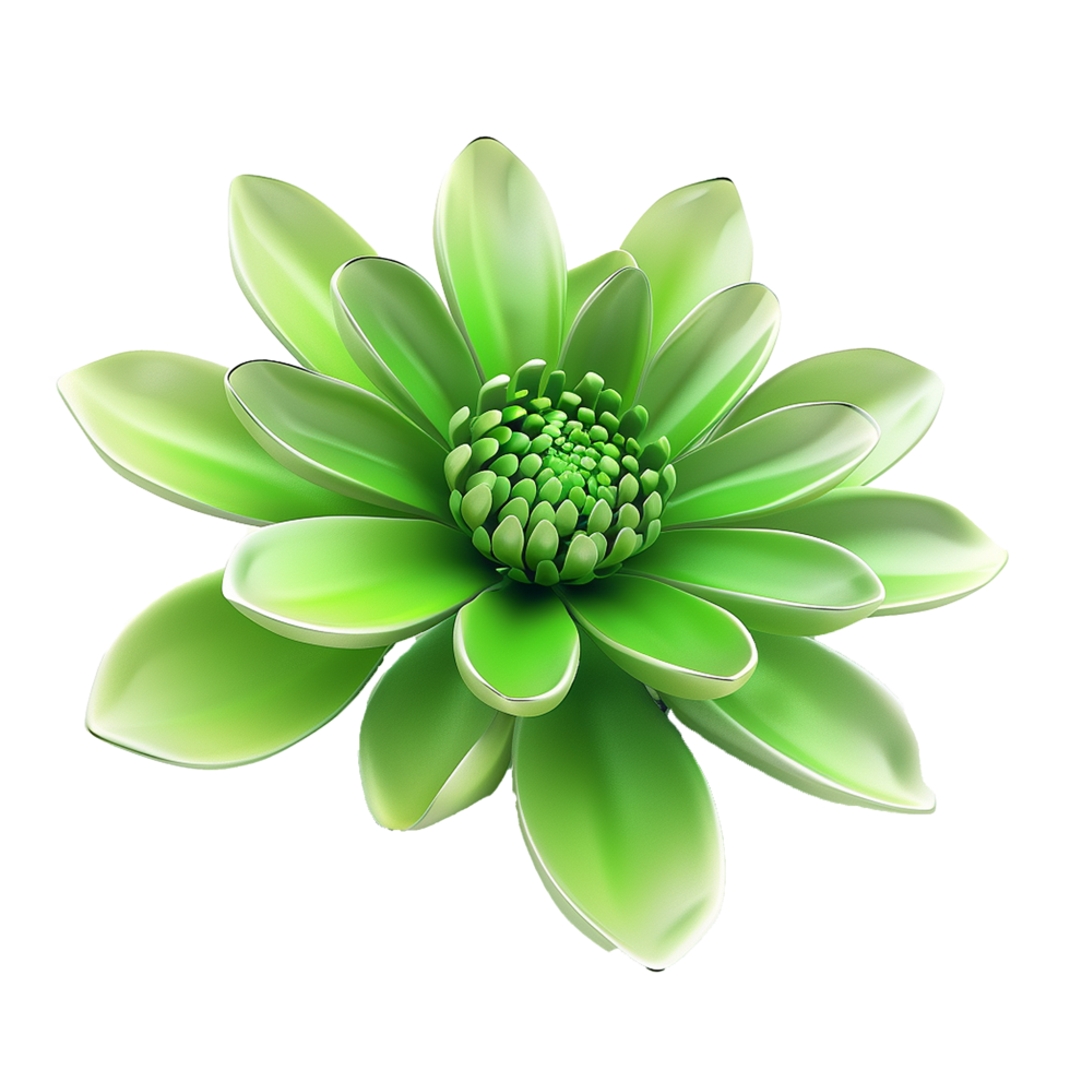 Vibrant Green Artificial Flower with Glossy Petals and Detailed Center png