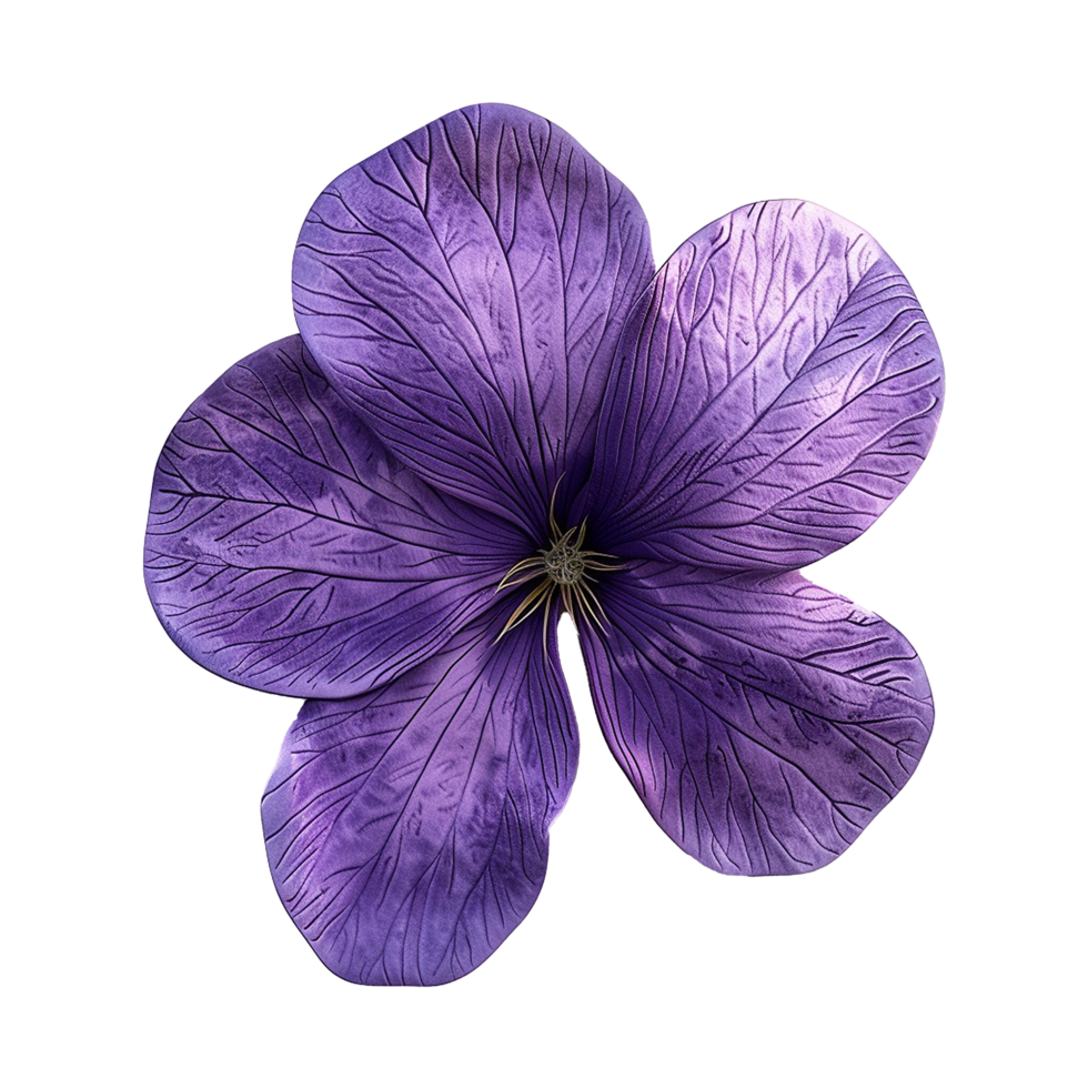 Closeup of a Single Deep Purple Flower with Visible Veins and Petals png