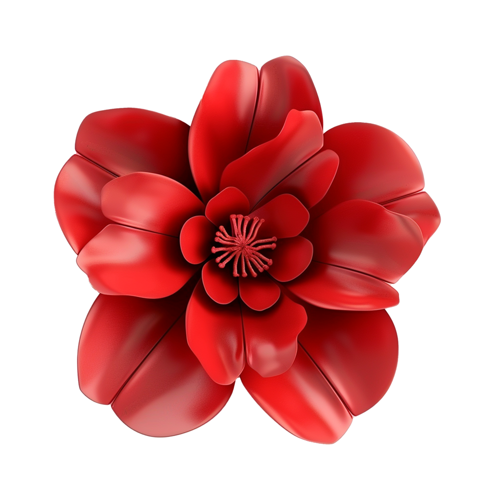 Stunning Red Paper Flower Close Up Detailed Image png