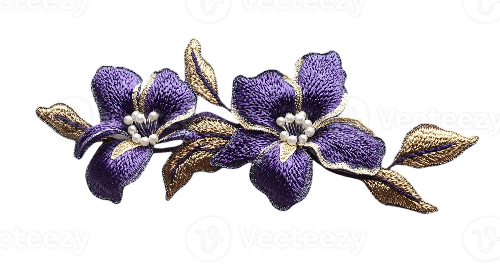 Detailed Purple and Gold Flowers with Transparent Background Delicate Floral Design Element Botanical Pattern Isolated Rendering png