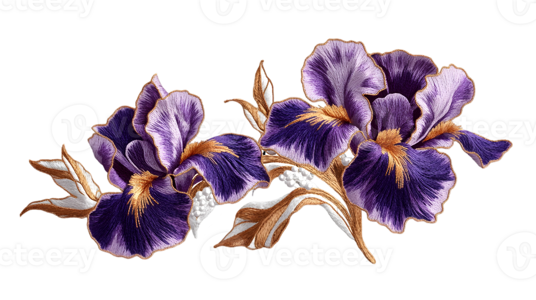 Detailed Purple Floral with Golden Accents on Transparent Background Isolated Design Element Decorative Botanical Artwork Perfect for Graphic Design and Creative Projects png