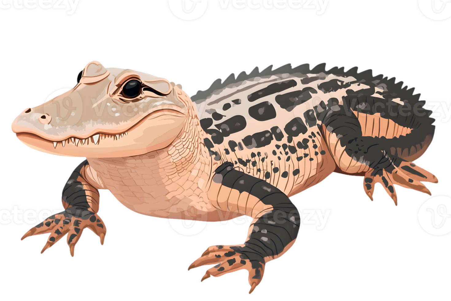 Detailed Illustration of an Alligator Walking With Transparent Background and Showing Scales Pattern and Bumpy Skin png
