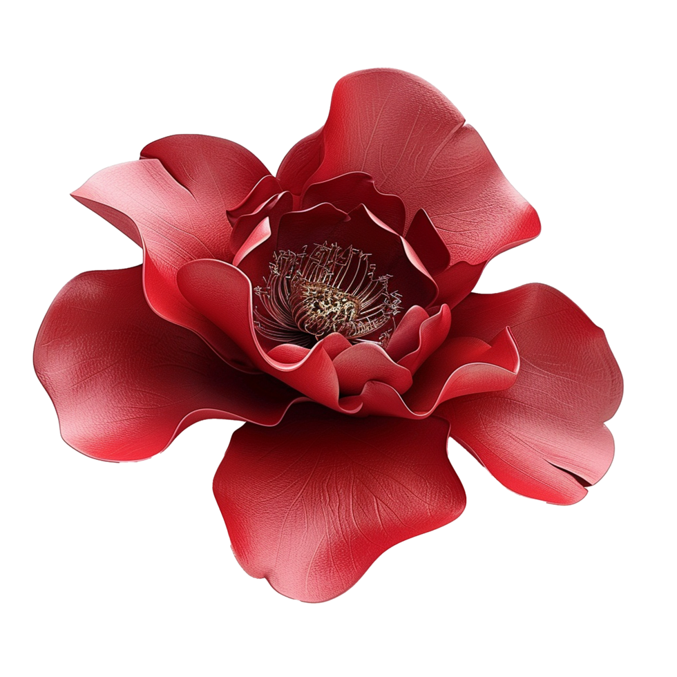 A Stunning Closeup of a Deep Red Artificial Flower with Intricate Details png