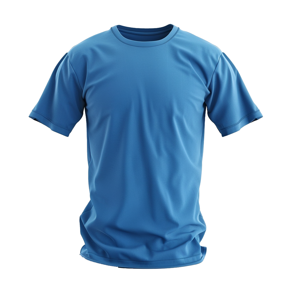 Classic Blue Short Sleeve Crew Neck TShirt Mockup for Design Presentation png