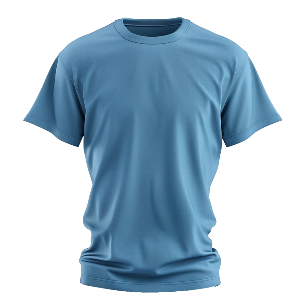 Simple Blue Crew Neck TShirt Mockup for Apparel Design and Branding png