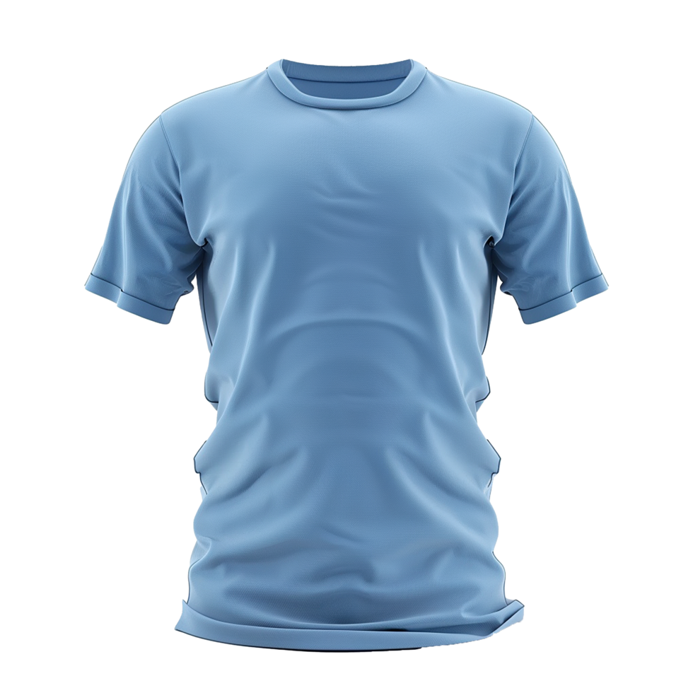 Simple Light Blue Crew Neck Short Sleeve TShirt Mockup Design Template png