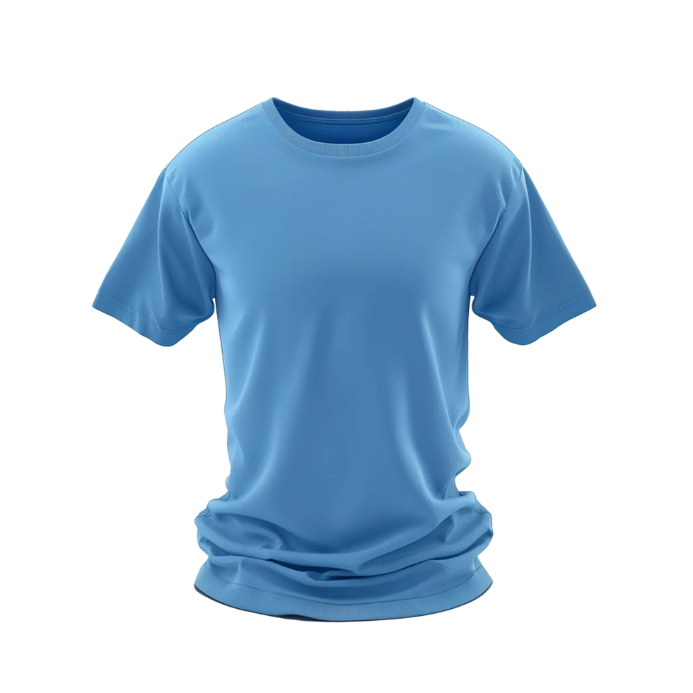 Classic Light Blue Short Sleeve Crew Neck TShirt Mockup for Design Presentation png