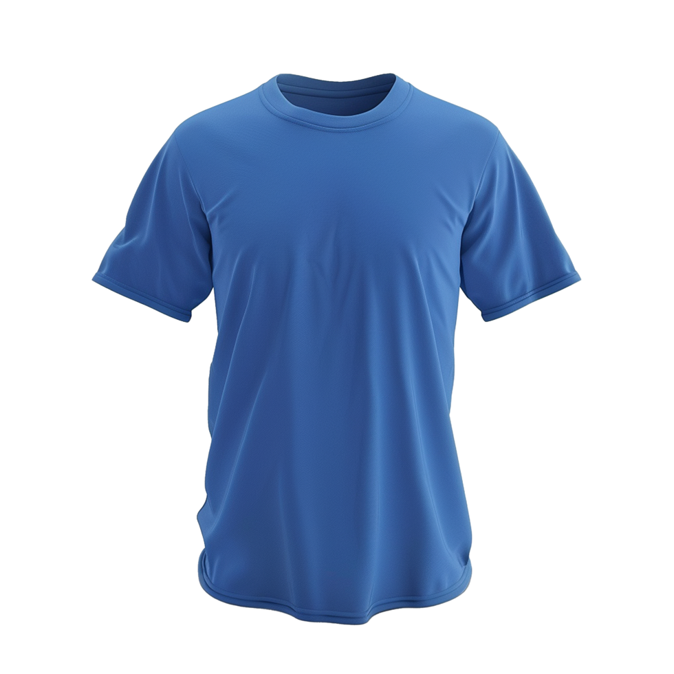 Simple Blue Crew Neck Short Sleeve TShirt Mockup for Design Presentation png