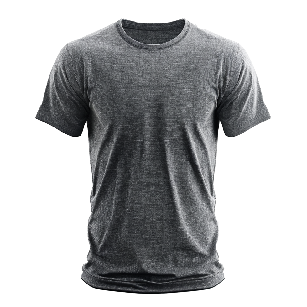 HighQuality Charcoal Grey Short Sleeve Crew Neck TShirt Mockup for Apparel Design png