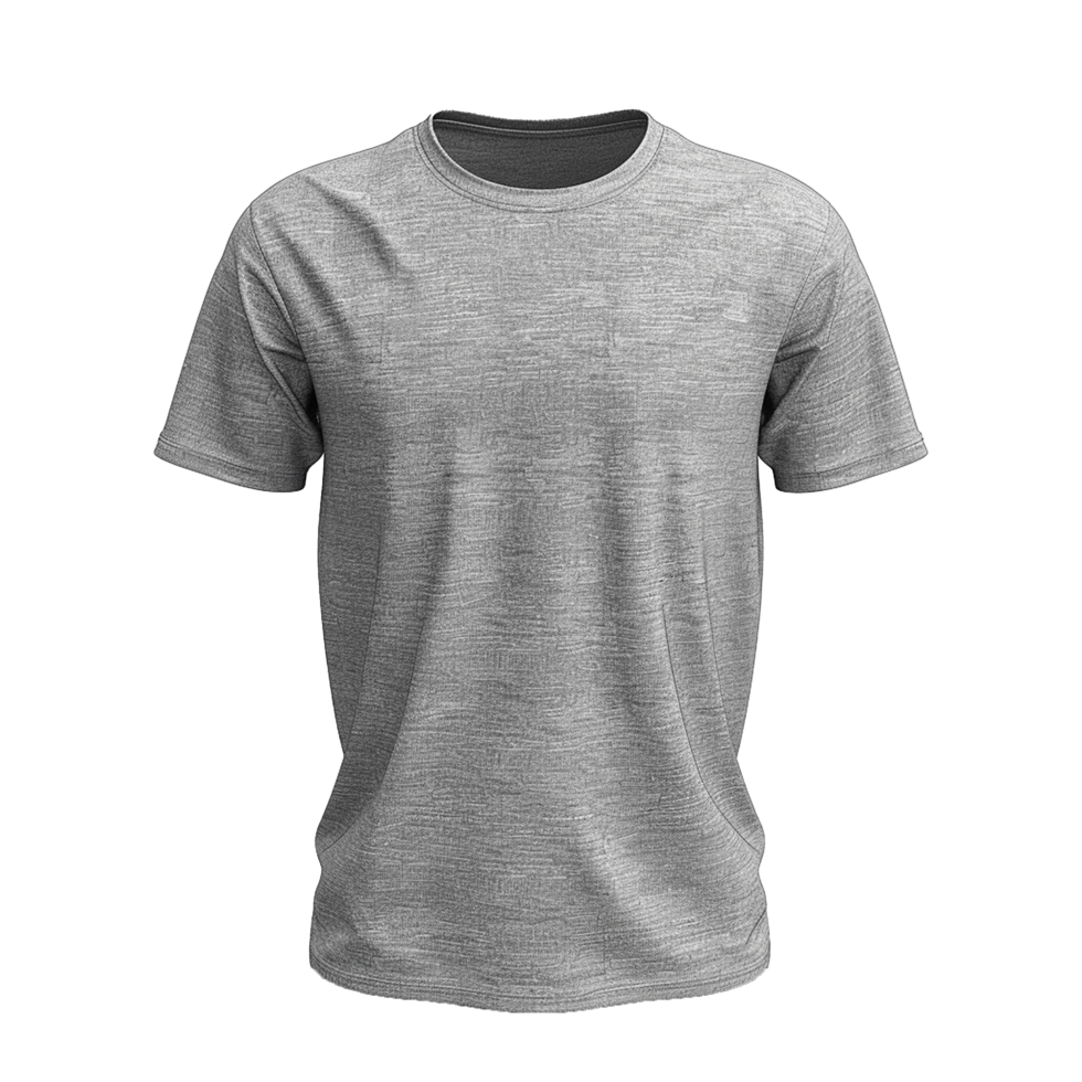 HighQuality Gray Heather Short Sleeve Crew Neck TShirt Mockup Template for Apparel Design and Branding png