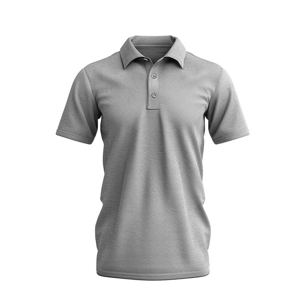 HighQuality Plain Grey Short Sleeve Polo Shirt Mockup for Clothing Design png