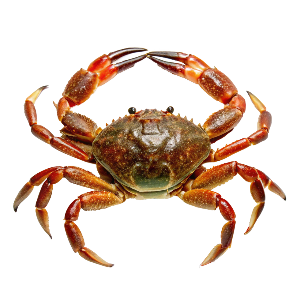 A Detailed Close Up of a Reddish Brown Crab with Powerful Claws png