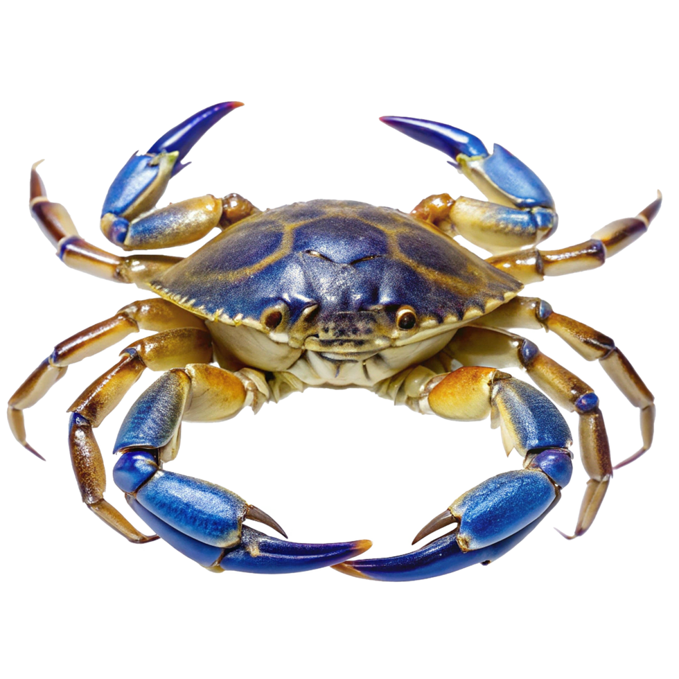 A Stunning Closeup of a Vibrant Blue Crab with Striking Claws png