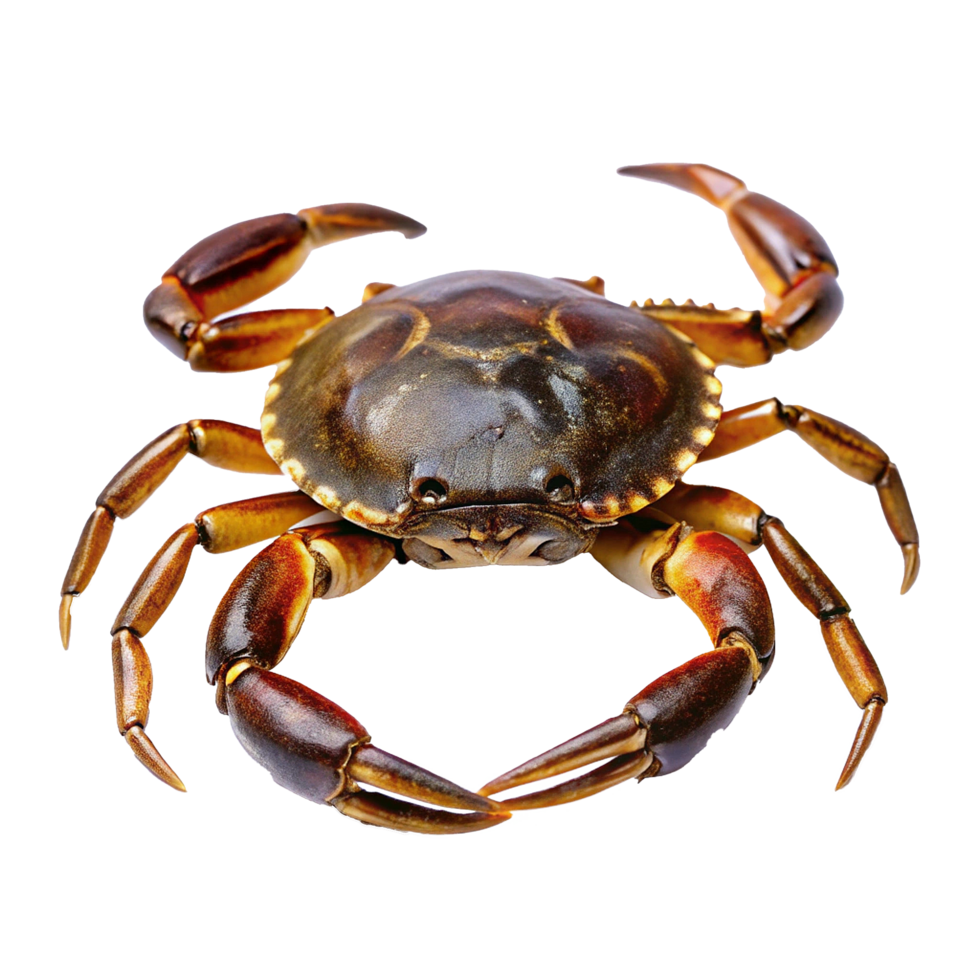 Closeup View of a Large Brown Crab with Powerful Claws and Detailed Shell Texture png