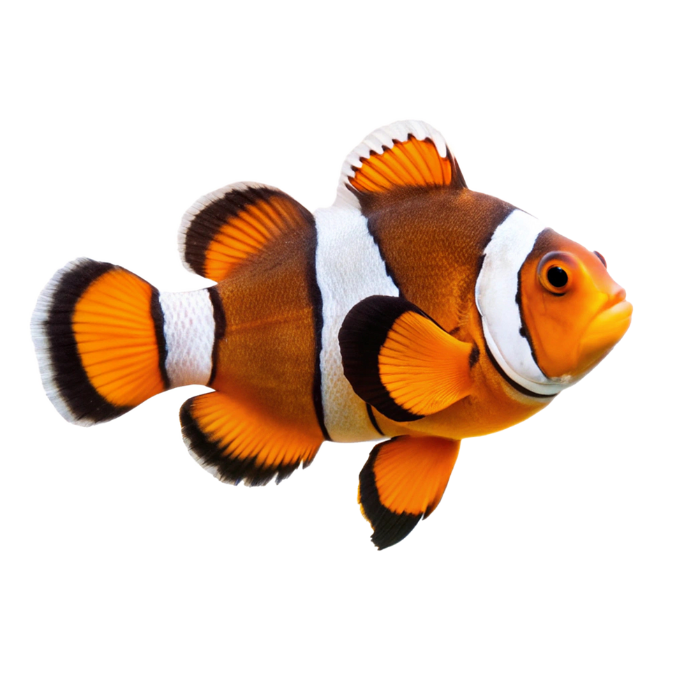 Vibrant Orange and White Clownfish Swimming in Clear Water png