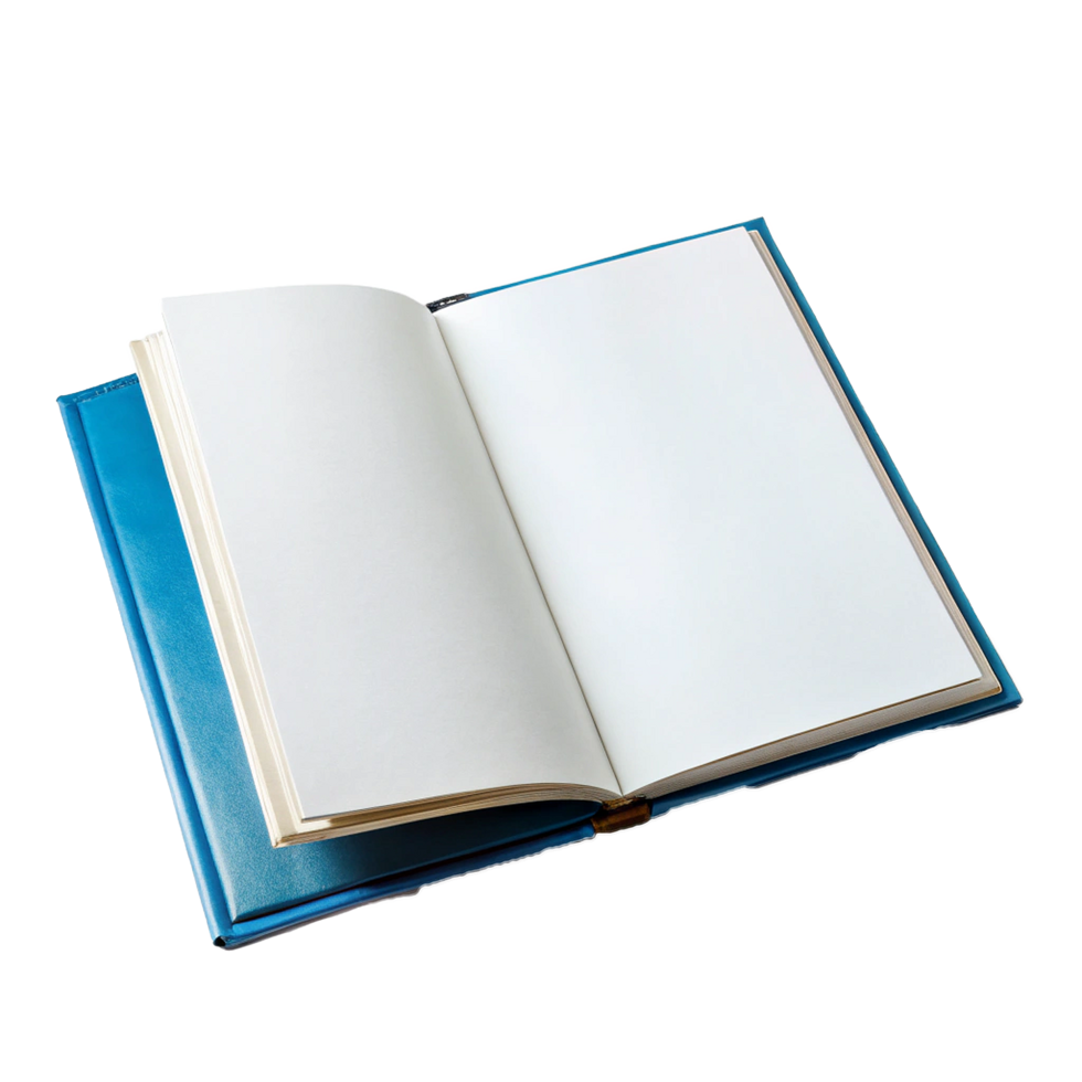 Blank Pages of a Teal Leather Bound Journal or Notebook Ready for Writing and Ideas png