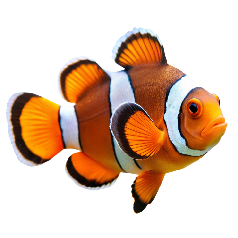 Vibrant Orange and White Clownfish in Pristine Water png