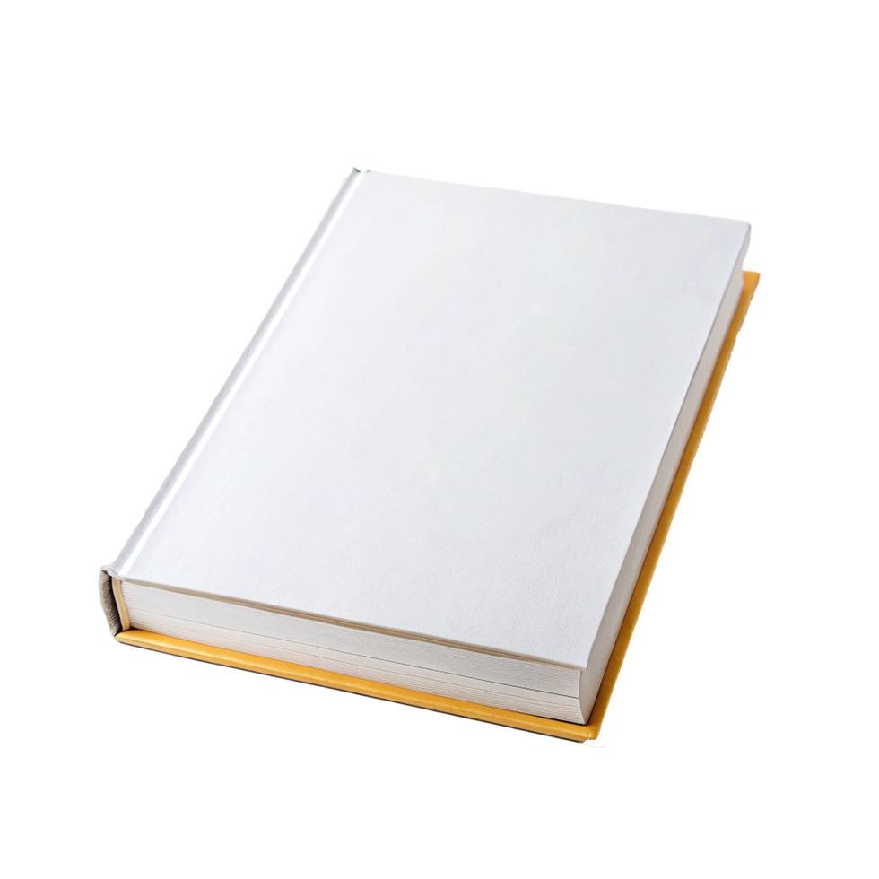 Blank White Book with Yellow Cover on White Background png