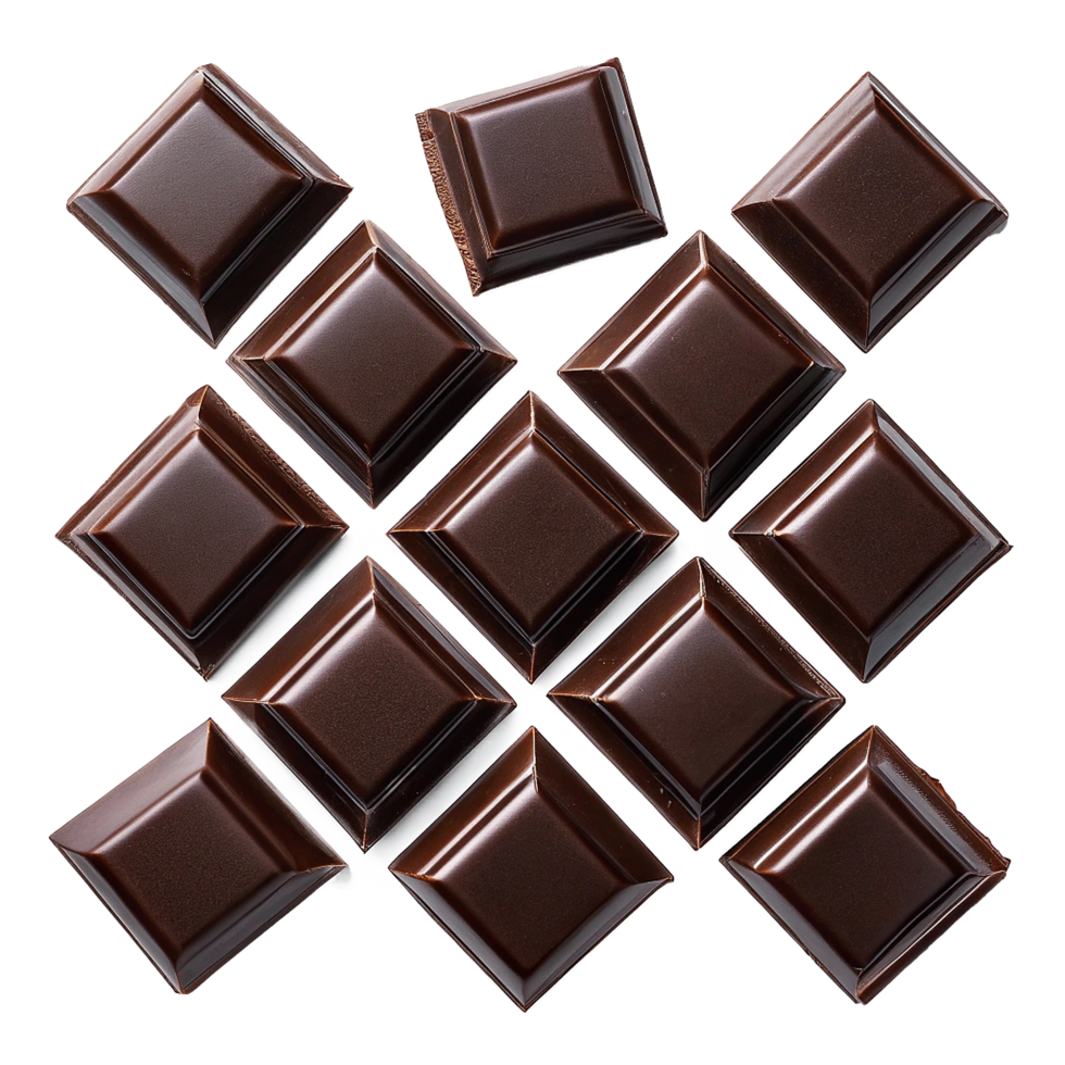 Delicious Dark Chocolate Squares Arranged in a Geometric Pattern png