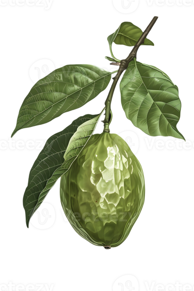 Green Lemon Hanging on Branch with Leaves Isolated on Transparent Background a Vibrant Close Up Still Life Botanical Artwork png